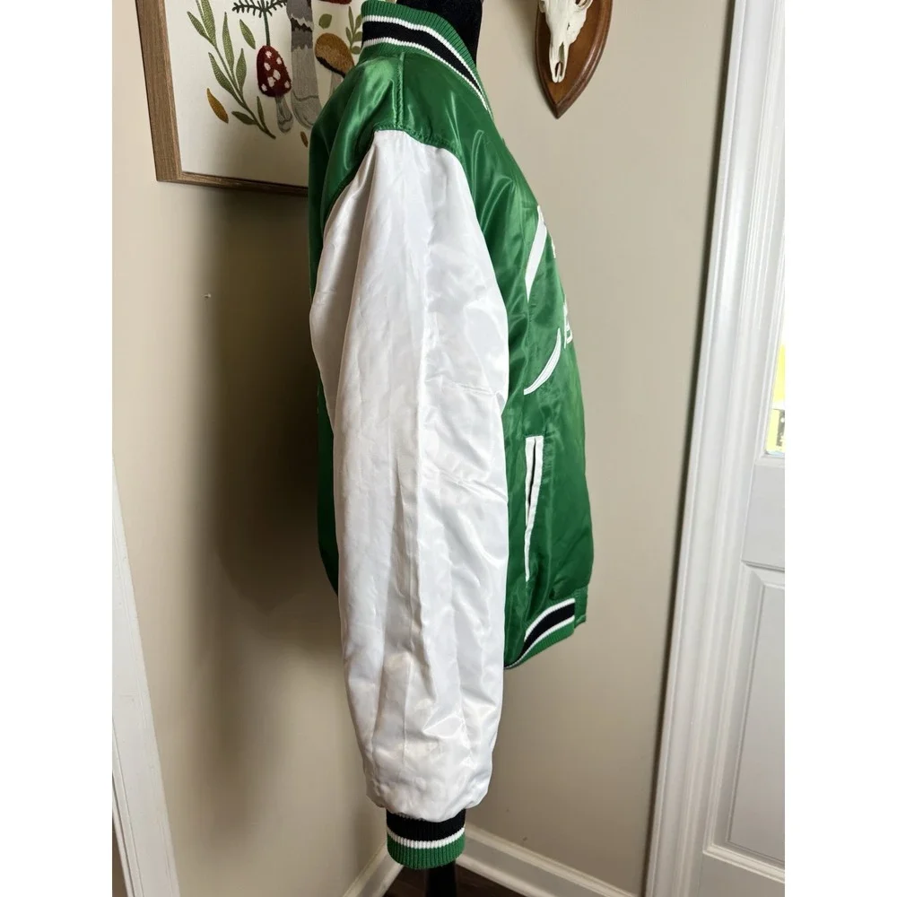 NBA Boston Celtics Reversible Varsity Bomber Jacket Green Black Embroidered Mens